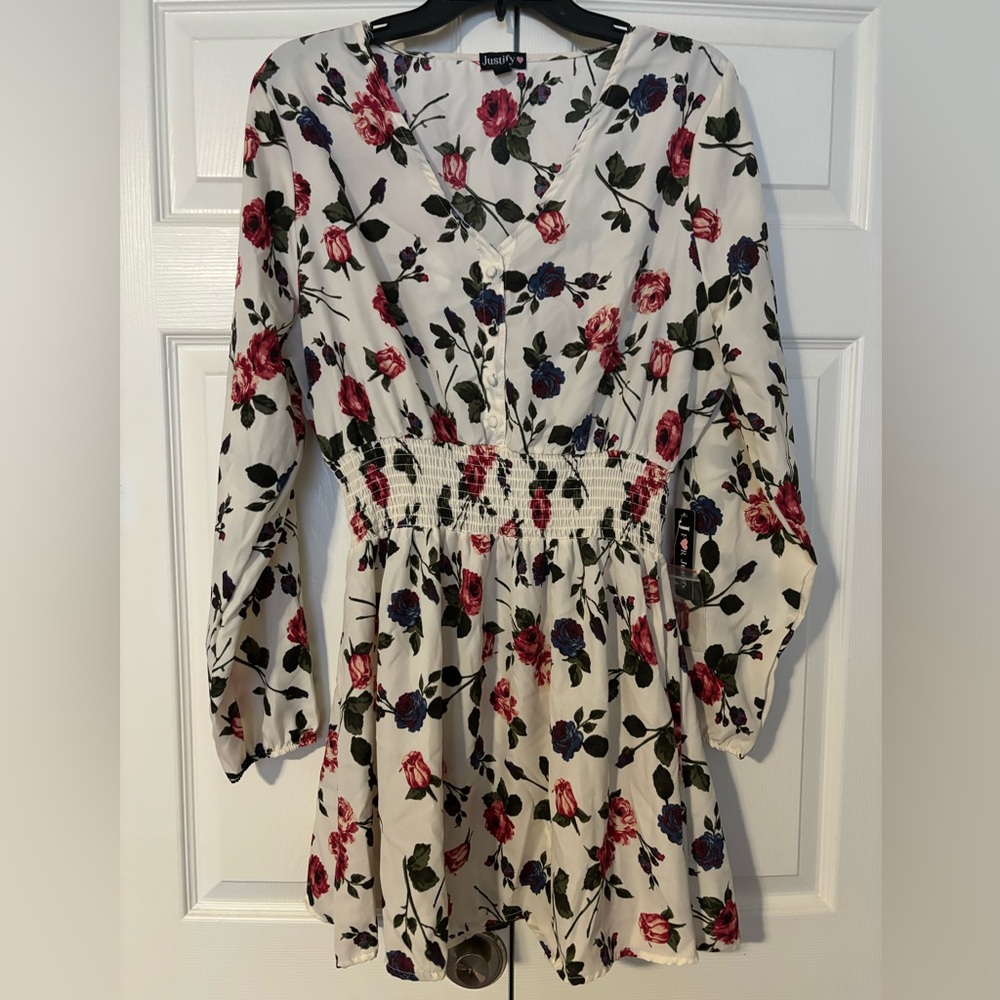 Fashionable Long Sleeve Flower Print Mini Dress 👗